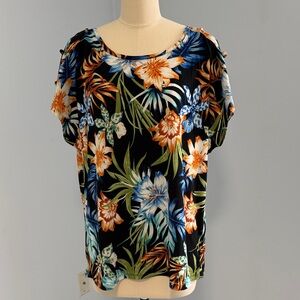 Lavish Floral Print Short Sleeve Women's Top SZXL